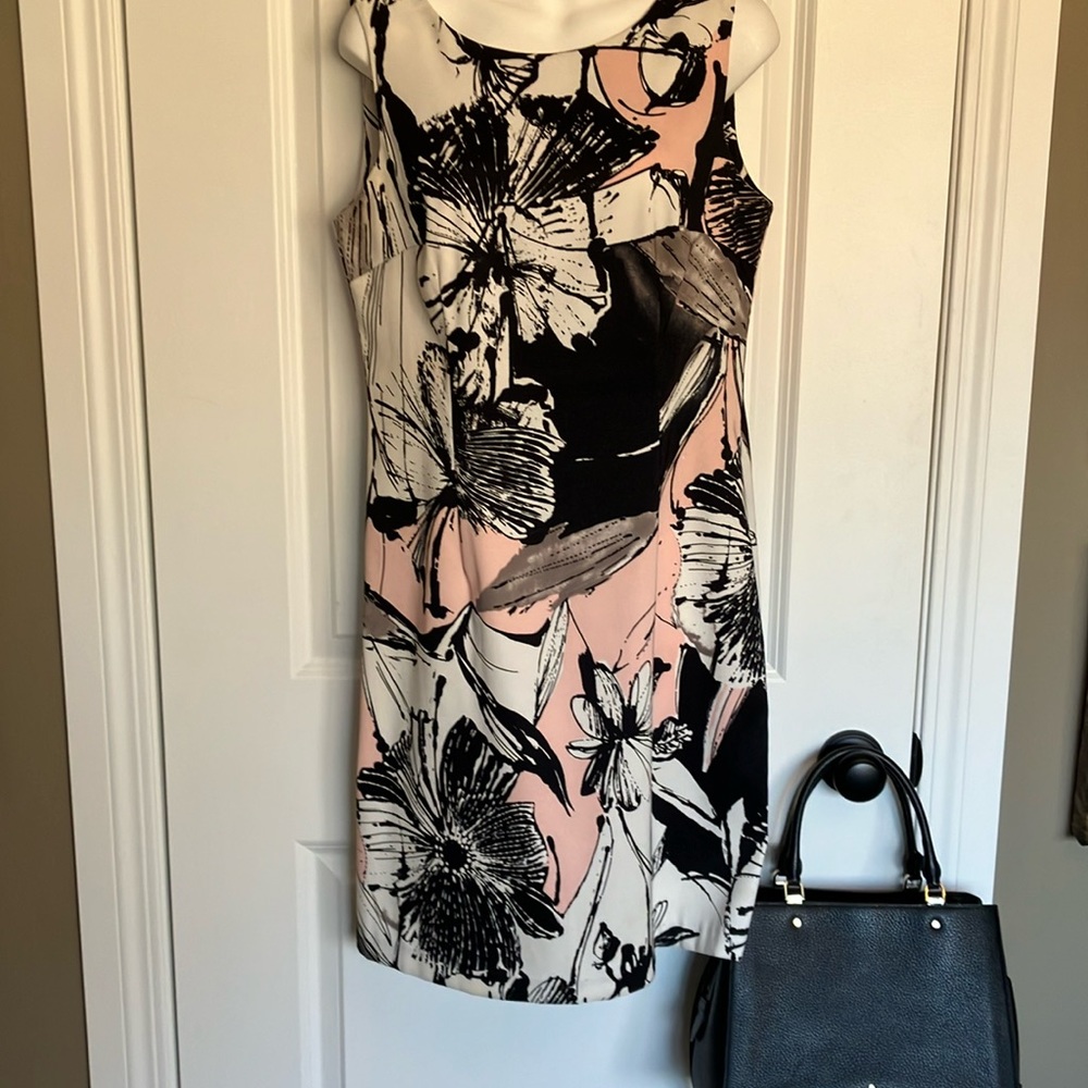 Floral Sleeveless Dress - Pink and Black